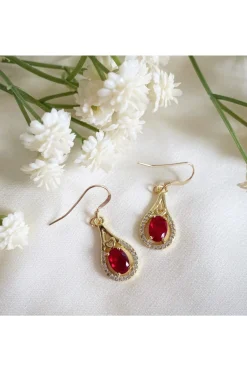 Jewellery^Wisteria London Esmeralda Teardrop Earrings Red