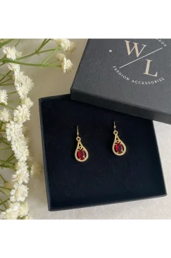 Jewellery^Wisteria London Esmeralda Teardrop Earrings Red