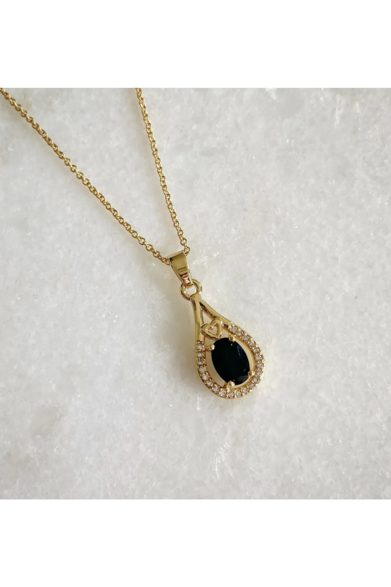 Jewellery^Wisteria London Esmeralda Teardrop Necklace Black
