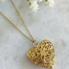 Jewellery^Wisteria London Florence Filigree Heart Locket Gold
