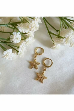 Jewellery^Wisteria London Isla Starfish Huggie Hoop Earrings Gold