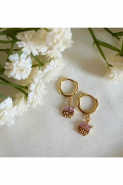 Jewellery^Wisteria London Jellyfish Huggie Hoop Earrings Pink