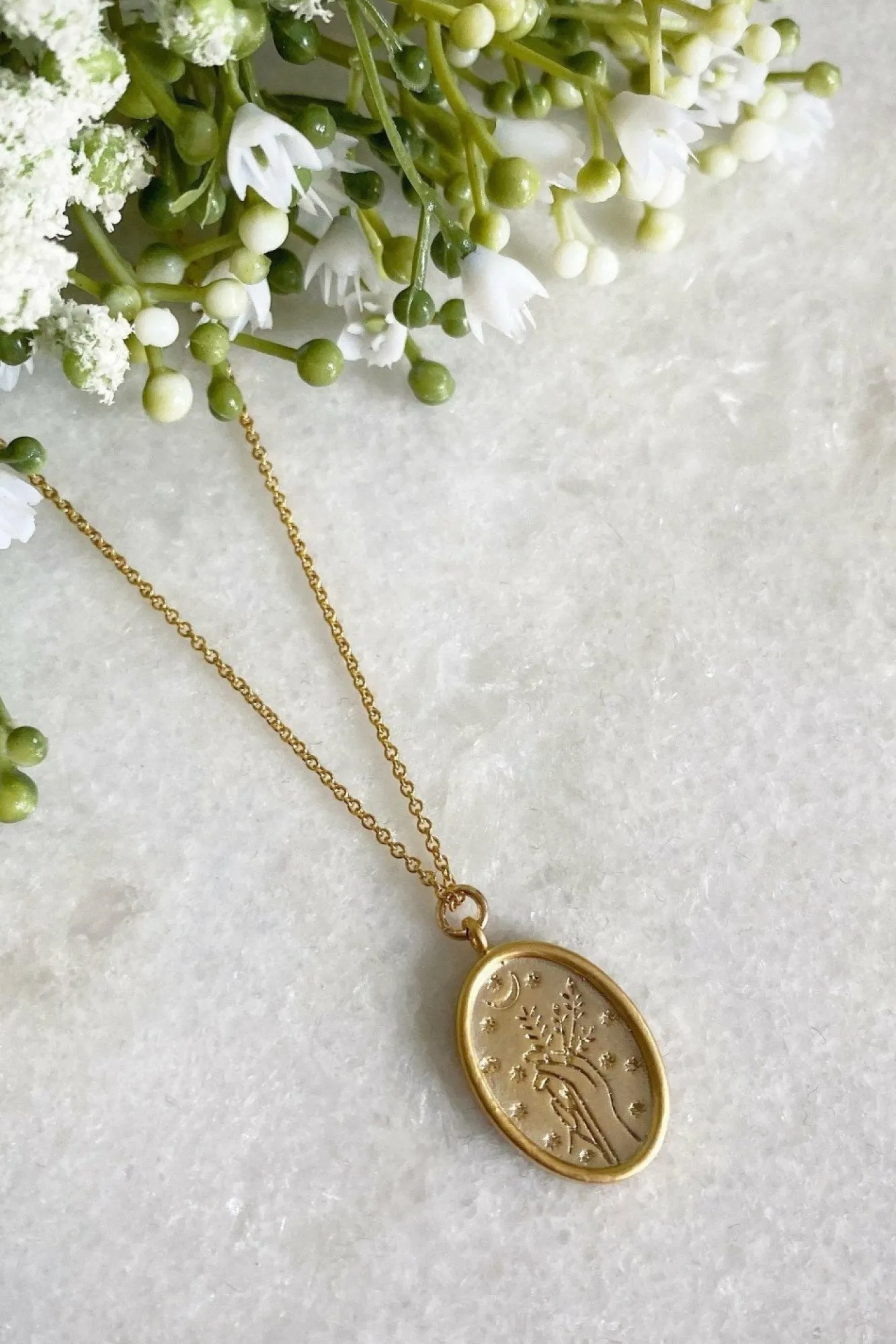 Jewellery^Wisteria London Juniper Wildflower Necklace Gold