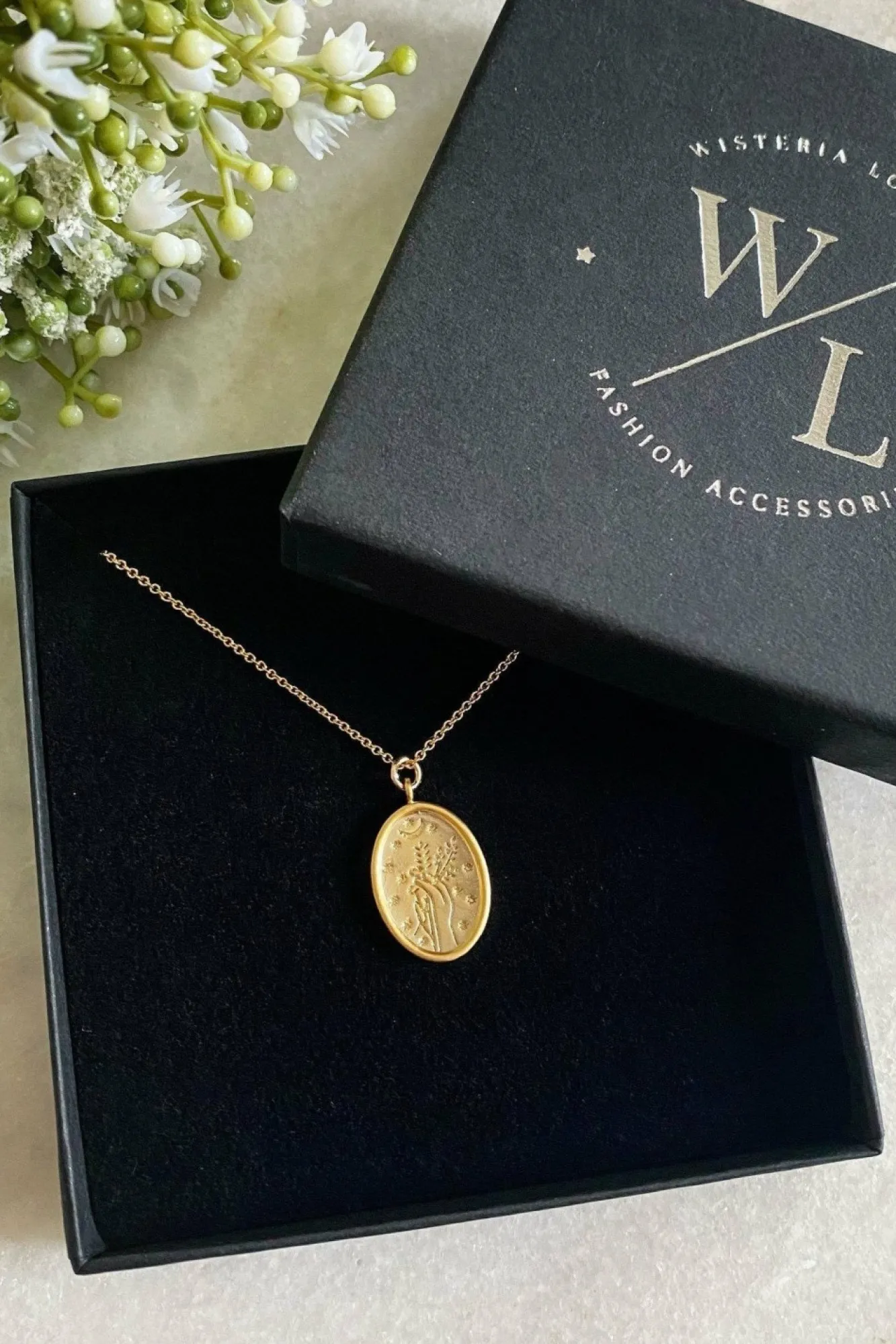 Jewellery^Wisteria London Juniper Wildflower Necklace Gold
