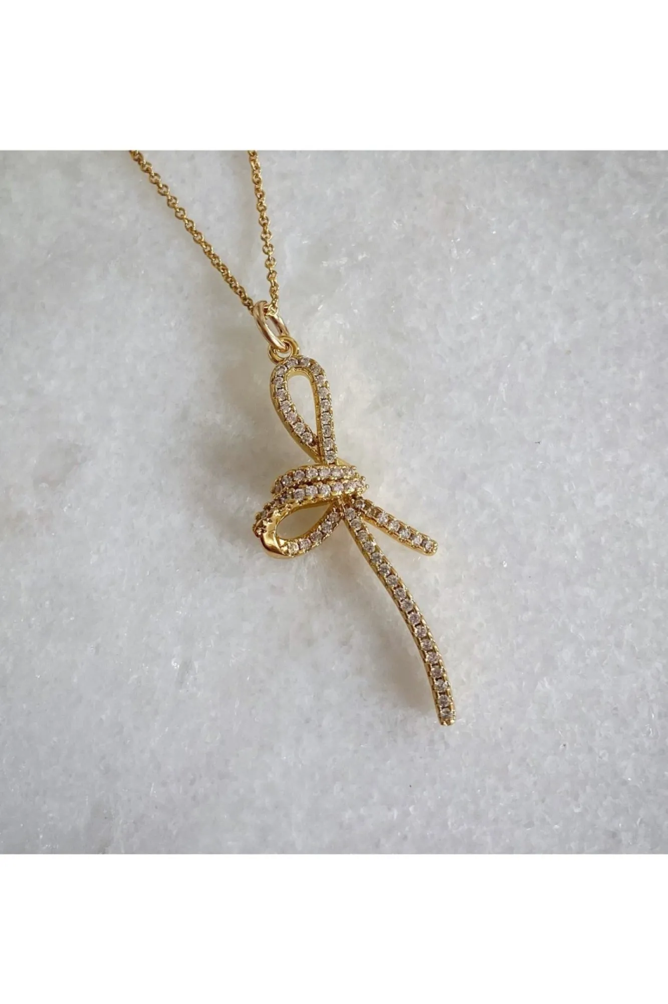 Jewellery^Wisteria London Mirabelle Cz Bow Necklace Gold