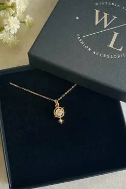 Jewellery^Wisteria London Orion Clear Planet And Star Necklace Gold