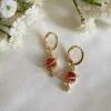 Jewellery^Wisteria London Orion Planet And Star Huggie Hoops Red