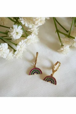 Jewellery^Wisteria London Rainbow Huggie Hoop Earrings Multicolor