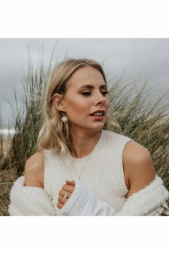 Jewellery^Wisteria London Soleil Sunburst Earrings White