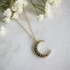 Jewellery^Wisteria London Twilight Moon Cz Necklace Black