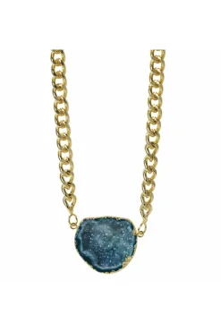 Jewellery^Yaa Yaa London Mega Green Gemstone Chunky Gold Necklace Teal