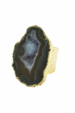 Jewellery^Yaa Yaa London 'Mega' Neutral Gemstone Statement Ring Gold