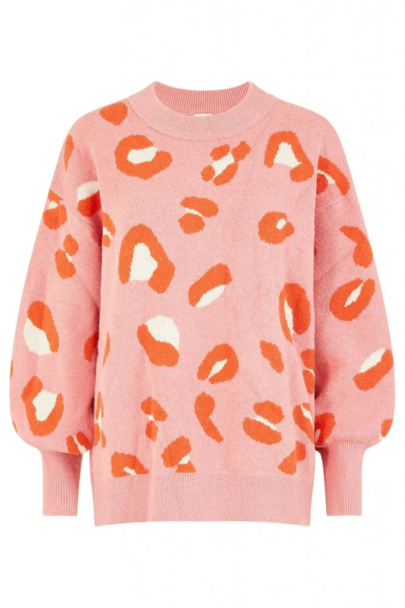 Jumpers^Yumi Abstract Animal Print Intarsia Relaxed Jumper Pink