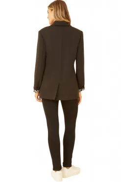 Outerwear^Yumi Blazer With Leopard Print Lining Black