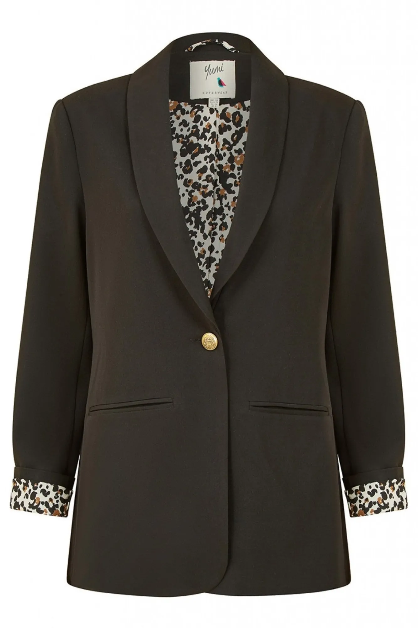 Outerwear^Yumi Blazer With Leopard Print Lining Black