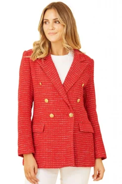 Outerwear^Yumi Boucle Fitted Blazer Red