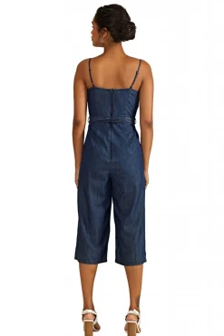 Jumpsuits^Yumi Button Detail Denim Jumpsuit Blue