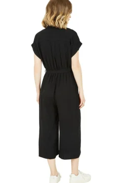 Jumpsuits^Yumi Button Up Linen Jumpsuit Black