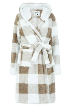 Loungewear & Sleepwear^Yumi Check Super Soft Dressing Gown Brown