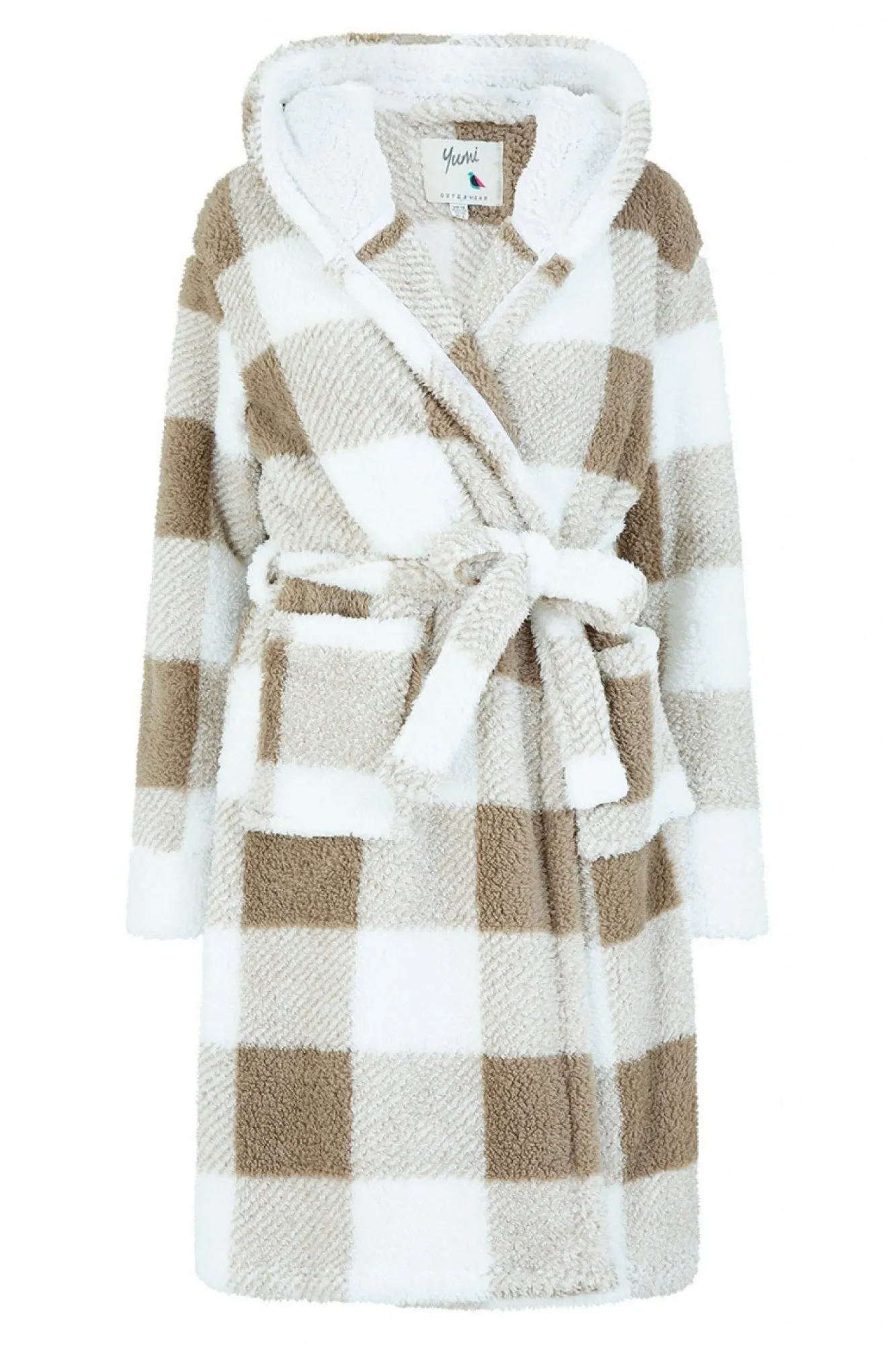 Loungewear & Sleepwear^Yumi Check Super Soft Dressing Gown Brown