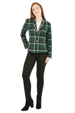 Outerwear^Yumi Checked Fitted Blazer Green