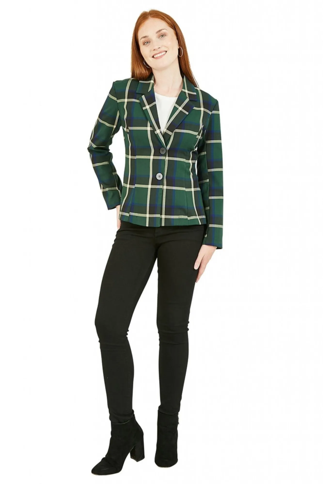 Outerwear^Yumi Checked Fitted Blazer Green