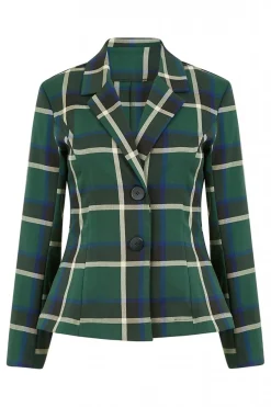Outerwear^Yumi Checked Fitted Blazer Green