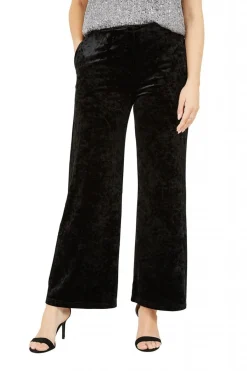 Trousers^Yumi Crinkle Velvet Trousers With Pocket Black