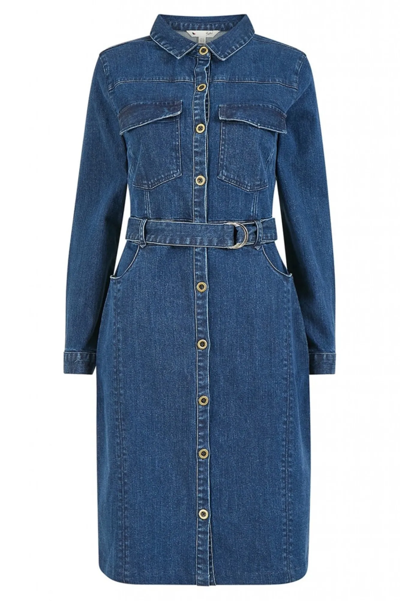 Mini Dresses^Yumi Denim Stretch Fitted Shirt Dress Denimblue