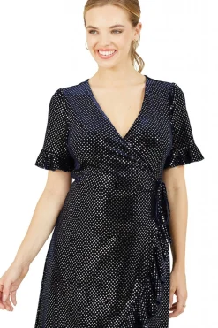 Mini Dresses^Yumi Diamante Wrap Dress Navy