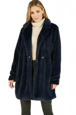 Outerwear^Yumi Faux Fur Coat Navy
