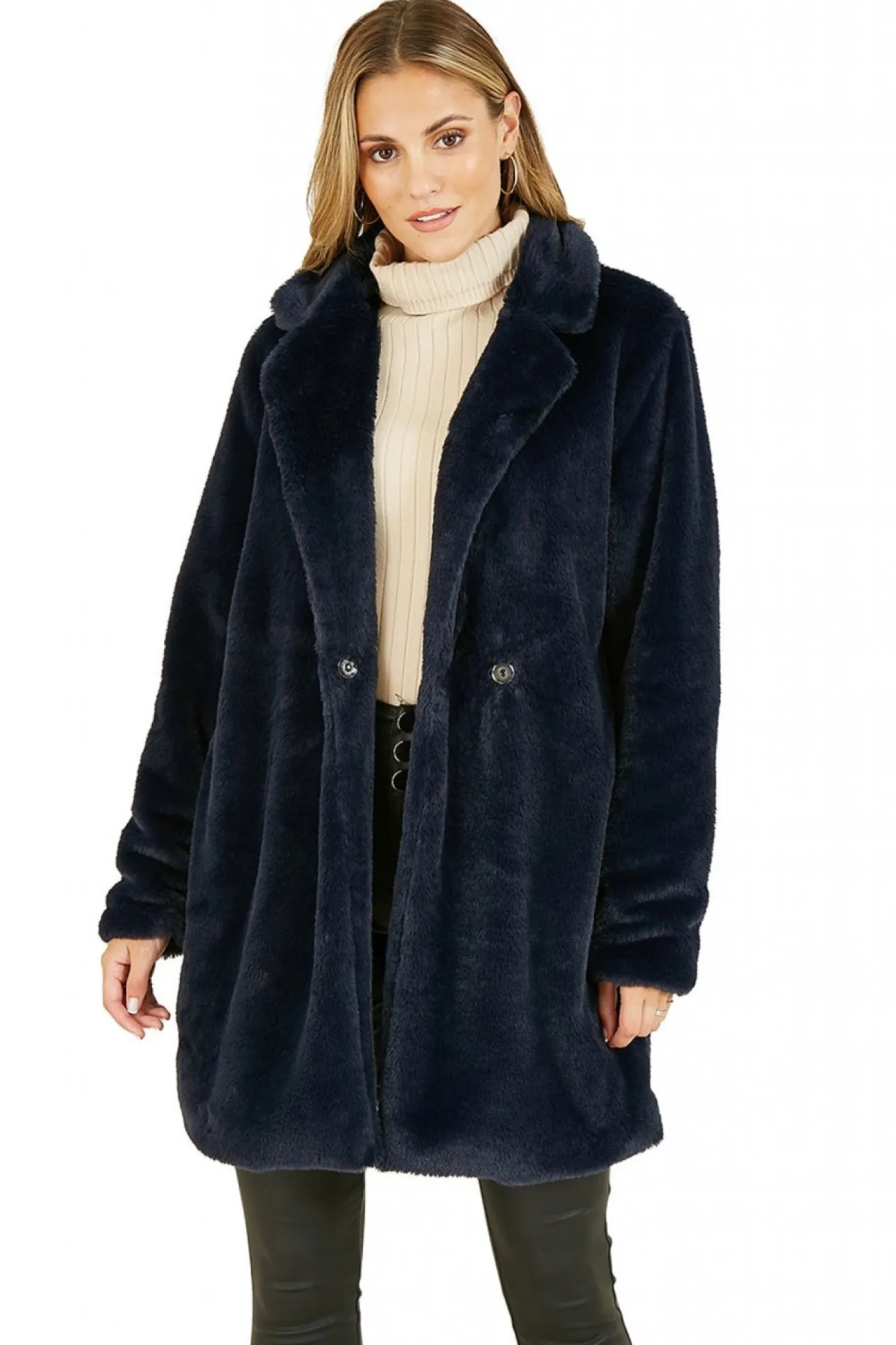 Outerwear^Yumi Faux Fur Coat Navy