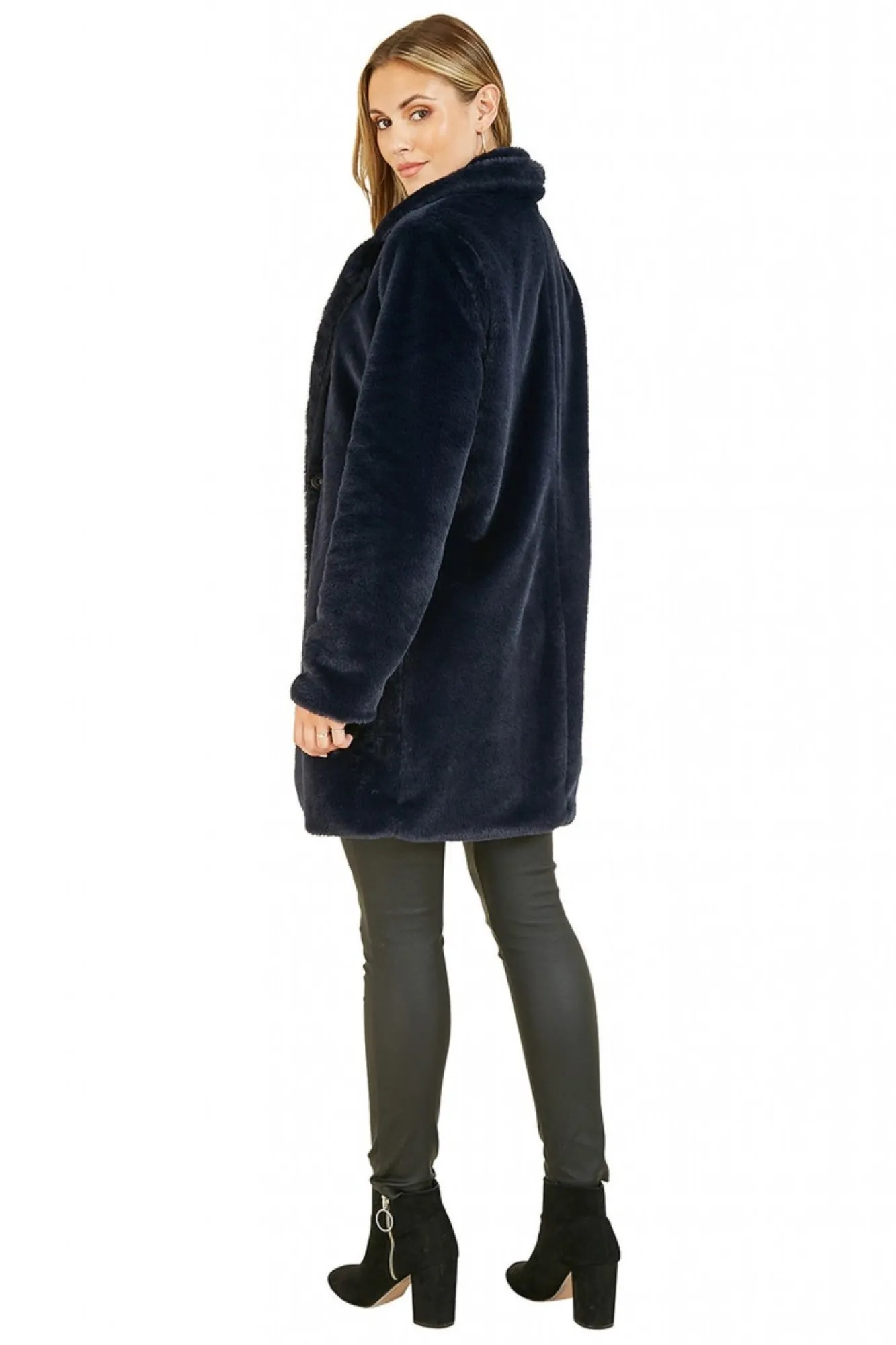 Outerwear^Yumi Faux Fur Coat Navy