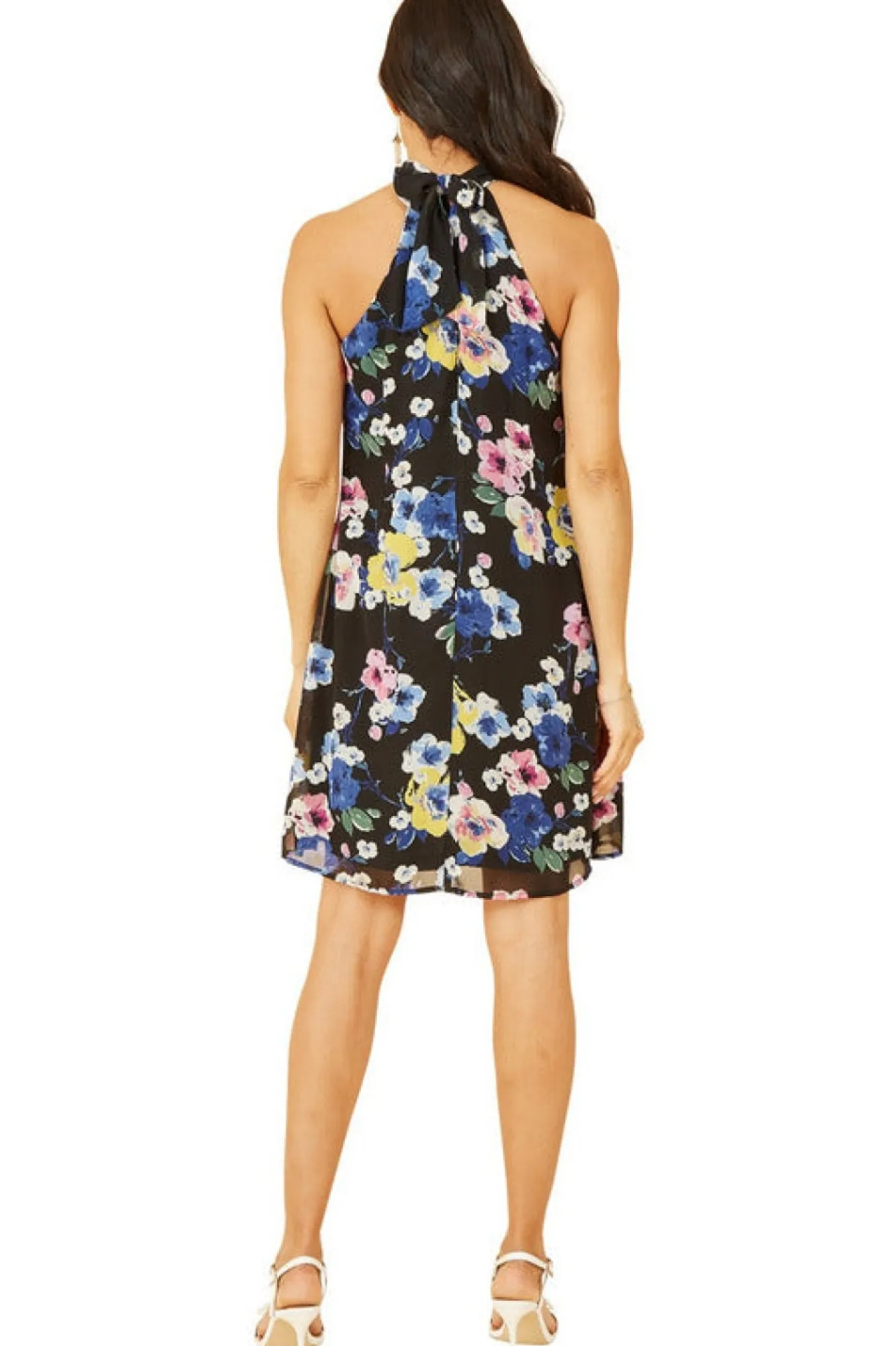 Mini Dresses^Yumi Floral Halter Neck Mini Dress Black