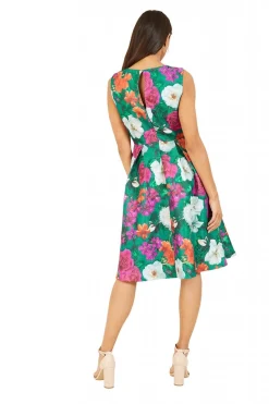 Mini Dresses^Yumi Floral Jacquard Skater Dress Green