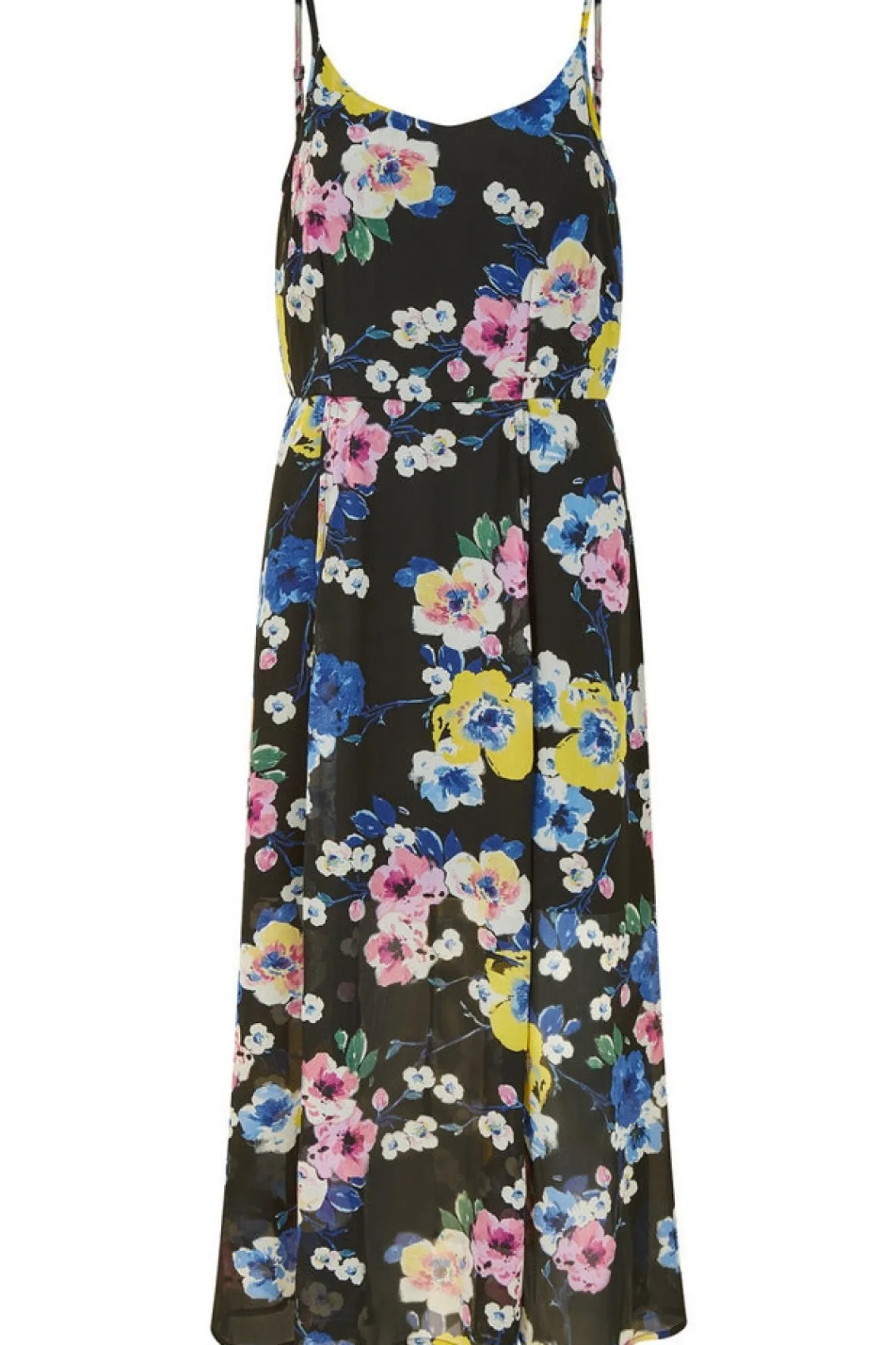 Mini Dresses^Yumi Floral Strappy Midi Dress With Split Hem Black