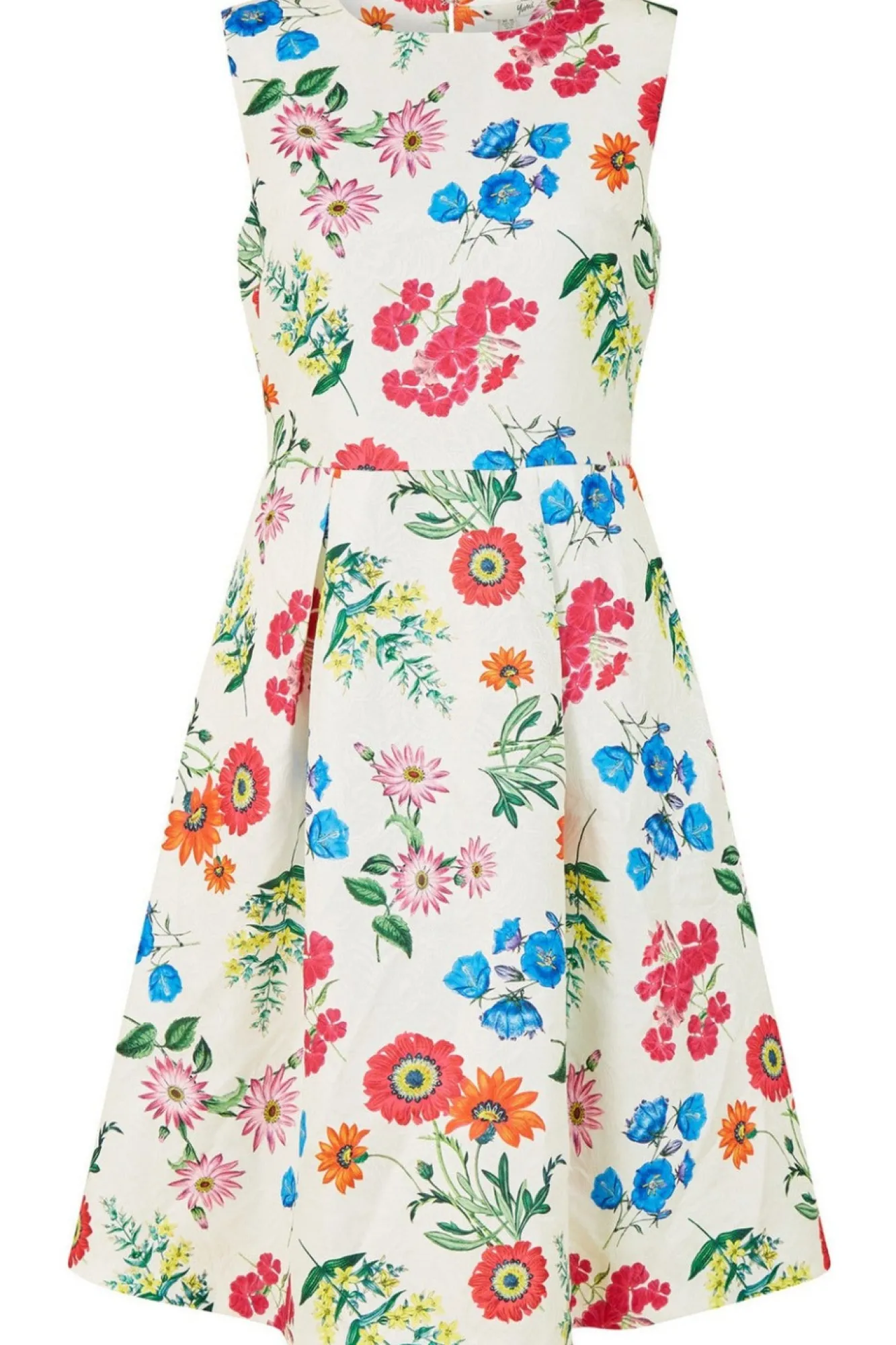 Mini Dresses^Yumi Ivory Botanical Floral Jacquard Skater Dress White