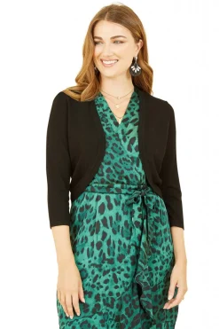 Cardigans^Yumi Knitted Curve Bolero Black