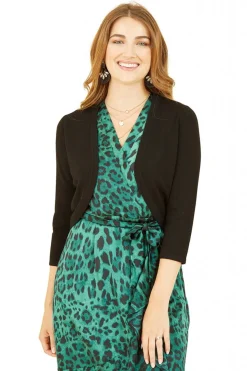Cardigans^Yumi Knitted Curve Bolero Black