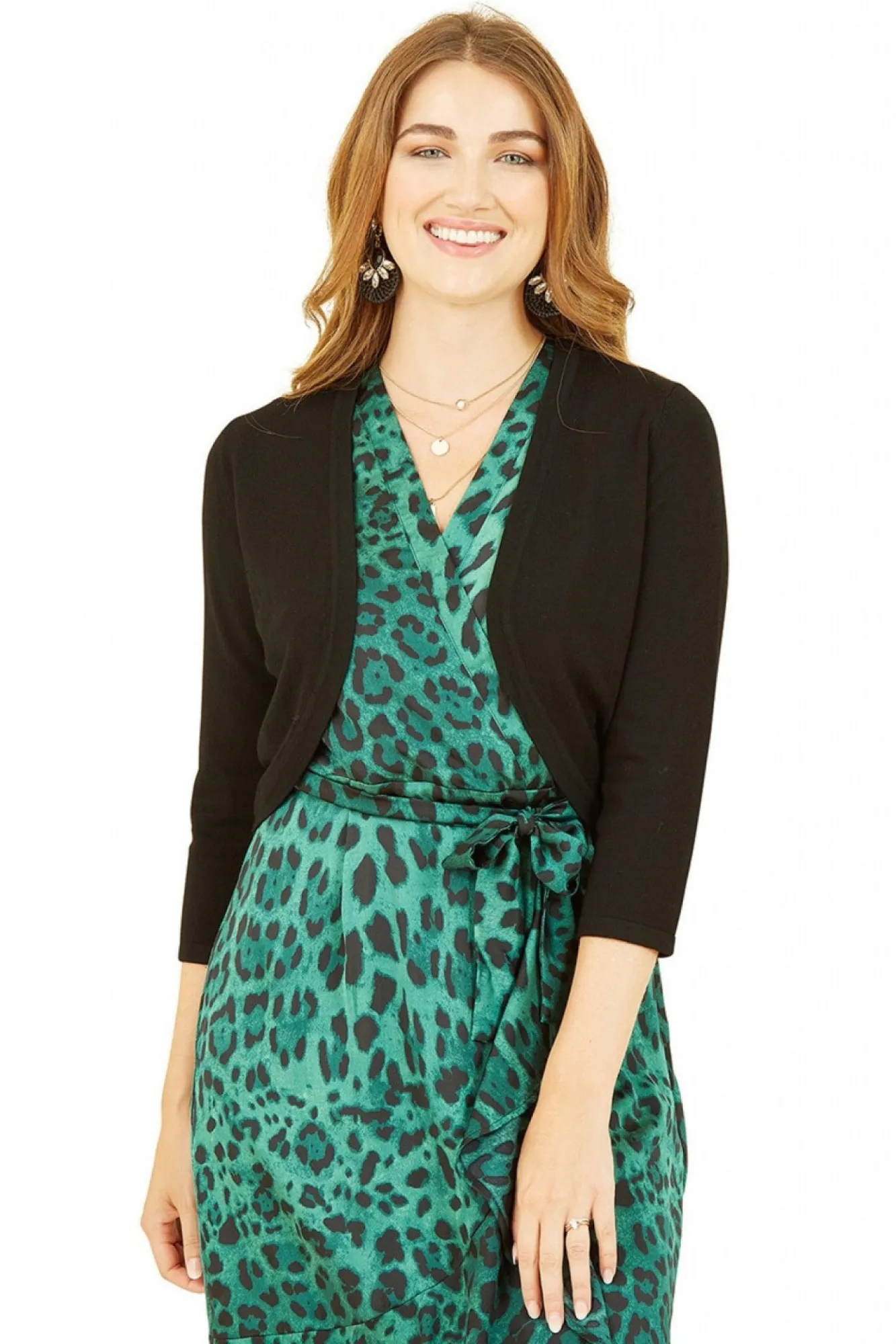 Cardigans^Yumi Knitted Curve Bolero Black