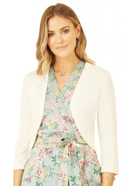 Cardigans^Yumi Knitted Curve Bolero Ivory