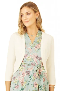 Cardigans^Yumi Knitted Curve Bolero Ivory