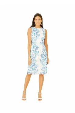 Mini Dresses^Yumi Lace Fitted Dress With Floral Mirror Print White
