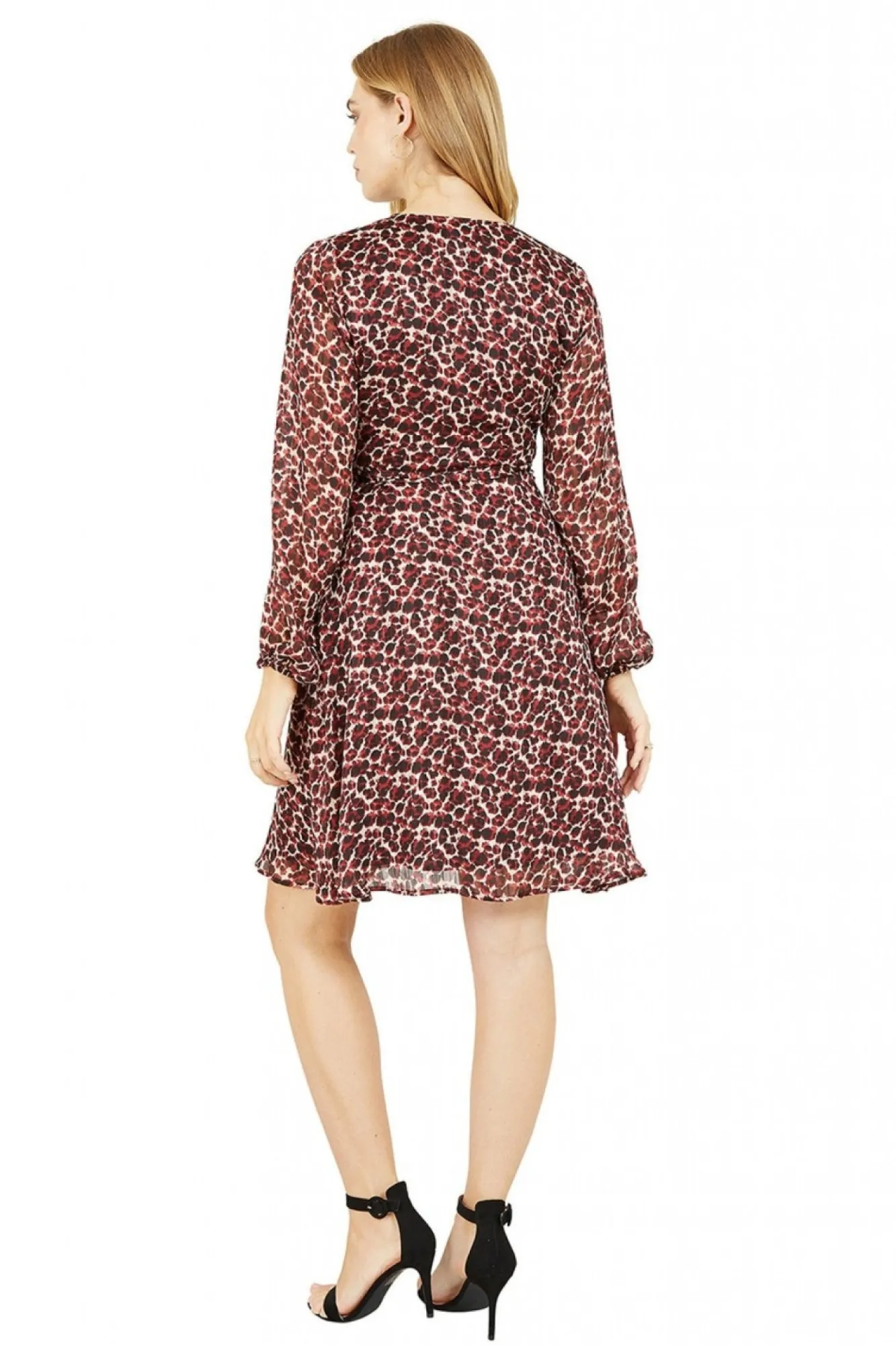 Mini Dresses^Yumi Lurex Leopard Print Wrap Dress Red
