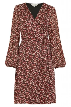 Mini Dresses^Yumi Lurex Leopard Print Wrap Dress Red