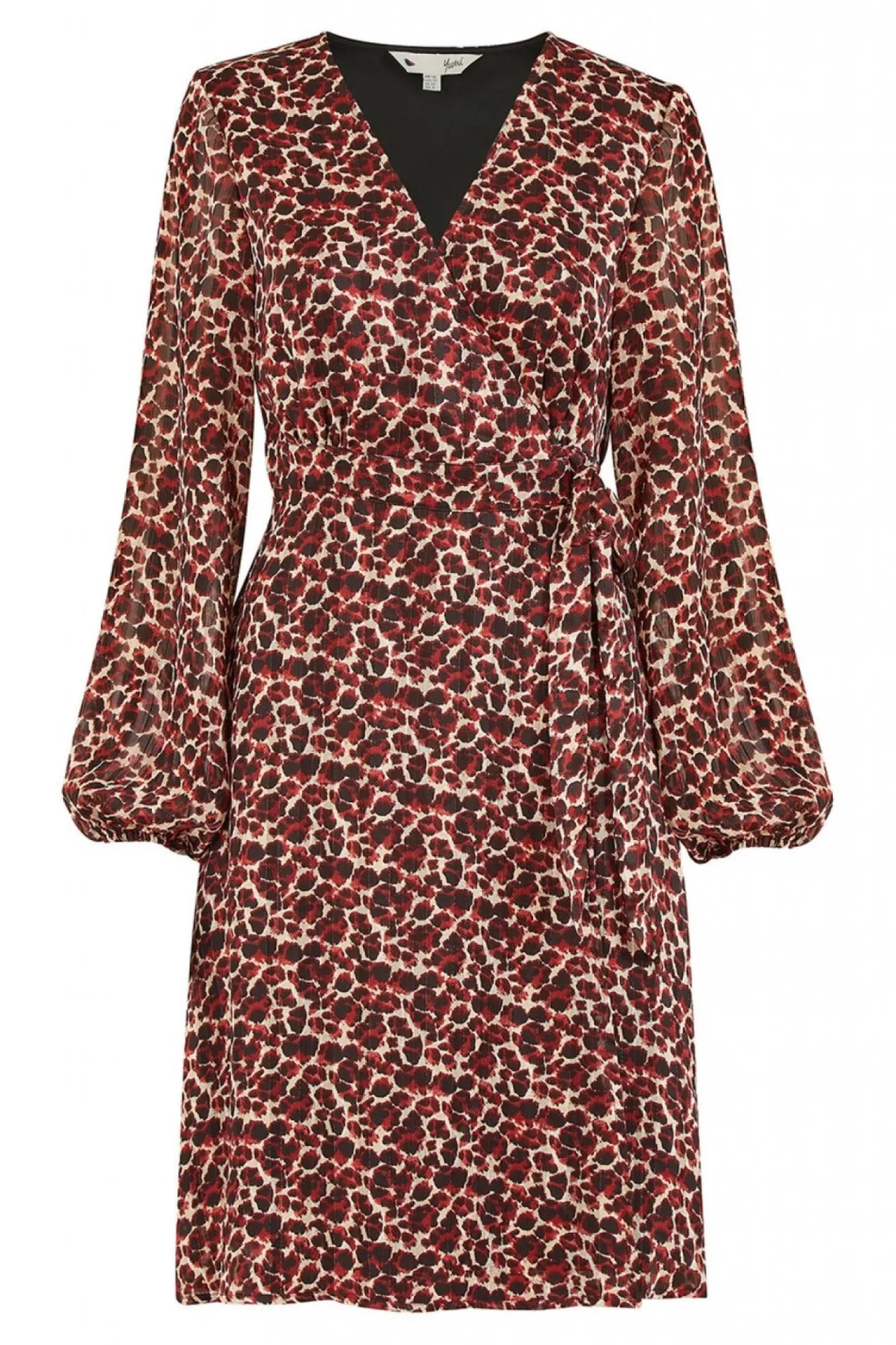 Mini Dresses^Yumi Lurex Leopard Print Wrap Dress Red