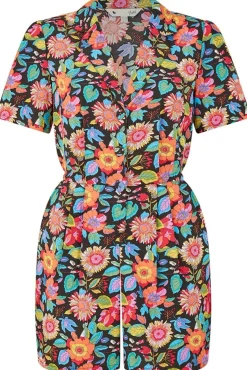 Jumpsuits^Yumi Multicoloured Retro Floral Button Up Playsuit Multicolor
