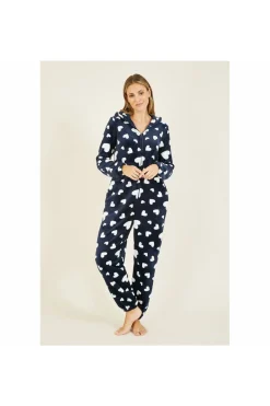 Loungewear & Sleepwear^Yumi Navy Heart Super Soft Onesie With Pockets Blue