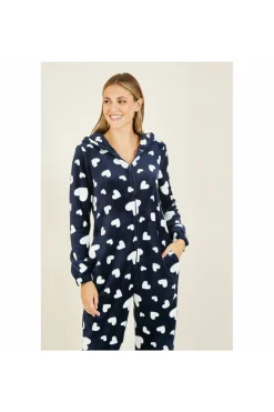 Loungewear & Sleepwear^Yumi Navy Heart Super Soft Onesie With Pockets Blue