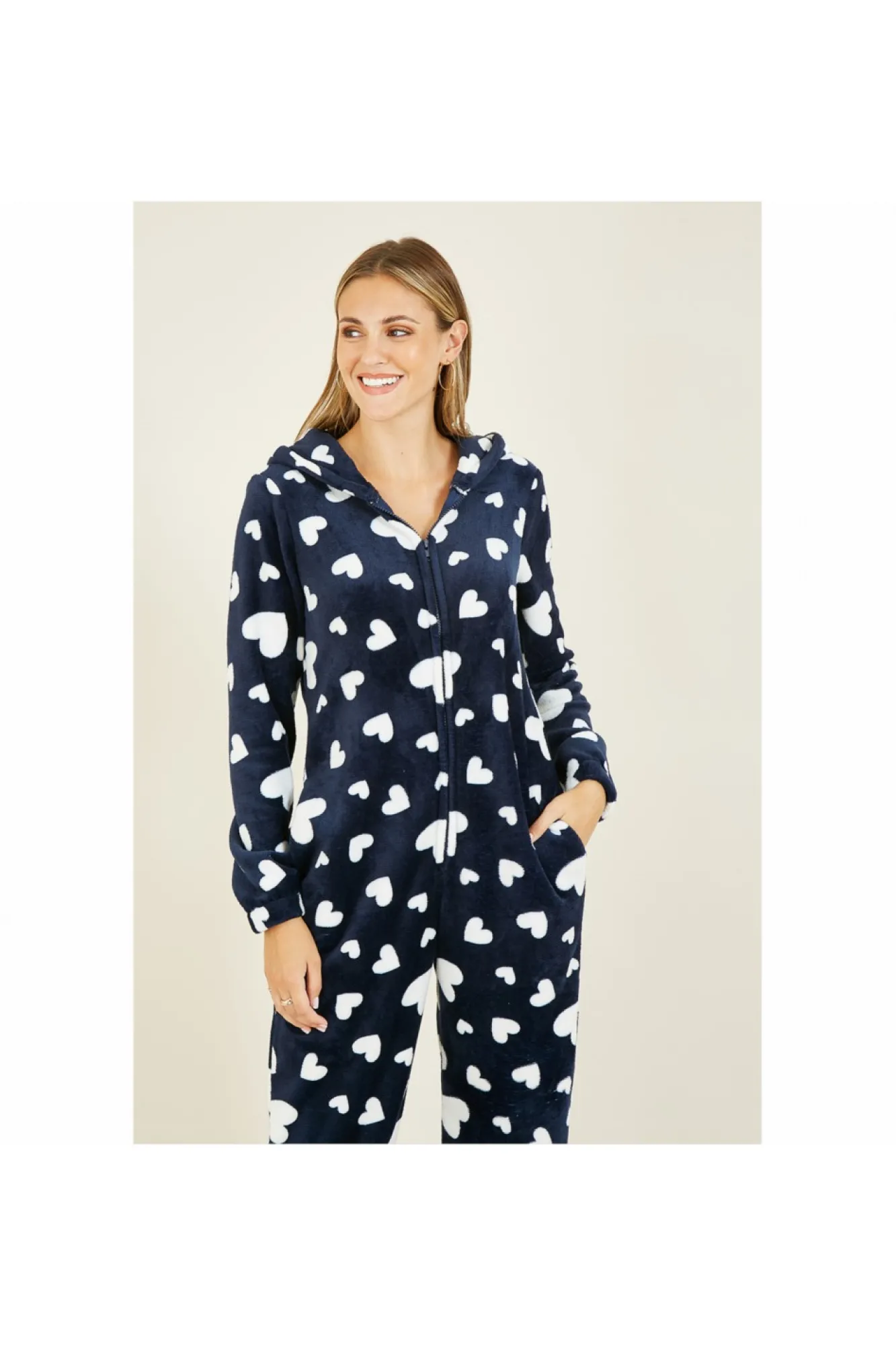 Loungewear & Sleepwear^Yumi Navy Heart Super Soft Onesie With Pockets Blue